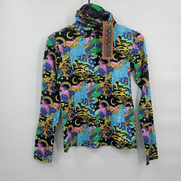 Nooworks Turtleneck Unicorn Long Sleeve Tee Shirt Top Women Size Small NWT - Picture 1 of 10